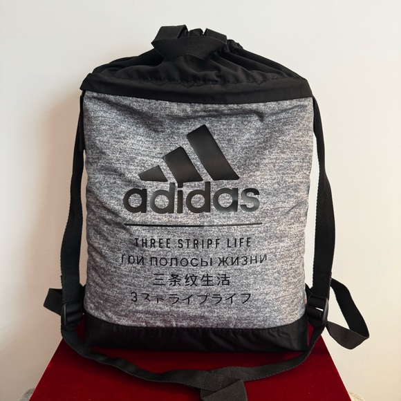 adidas Handbags - Adidas Amplifier Blocked Sackpack - Drawstring Backpack - Black/Grey - Unisex